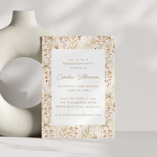 Boho Rustic Meadow Flowers Floral Graduation Party Invitation