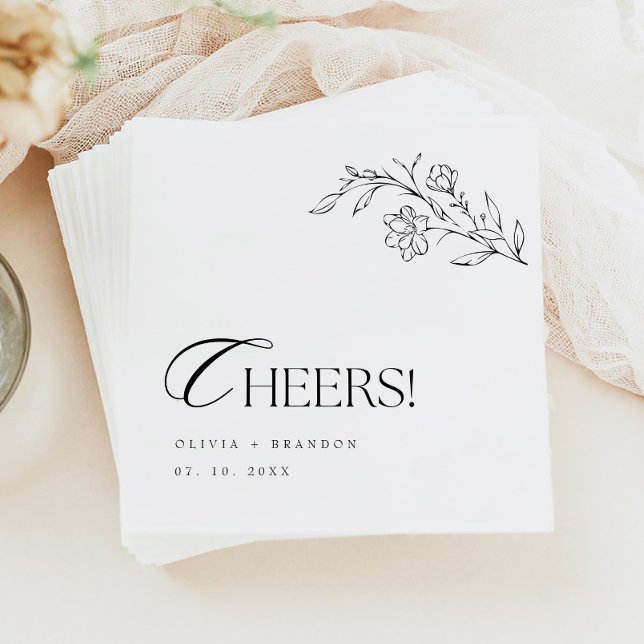 Boho Rustic Modern Minimalist Cheers Wedding Napkin (Creator Uploaded)