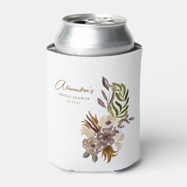 Boho Rustic Nature Botanical Custom Bridal Shower Can Cooler (Can Front)