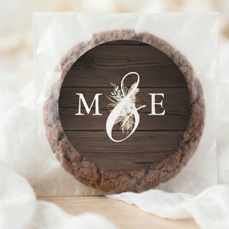 Boho Rustic Neutral Dried Palm Leaves Wedding Squa Classic Round Sticker