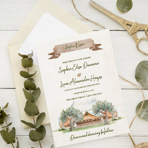 Boho Rustic Outdoor Watercolor Camp Tent Wedding Invitation
