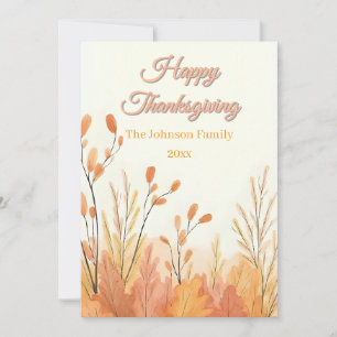 Boho Rustic Pampas Grass Thanksgiving Holiday Card