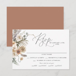 Boho Rustic Pampas Grass Wedding RSVP Card
