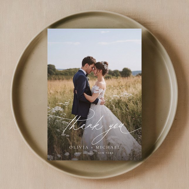 Boho Rustic Photo Wedding Thank You Card (Creator Uploaded)