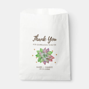 Boho Rustic Pink and Mint Floral Succulent Wedding Favour Bag