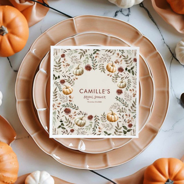 Boho Rustic Pumpkin Autumn Bridal Shower Napkin (Rustic Pumpkin Bridal Shower Paper Napkins)