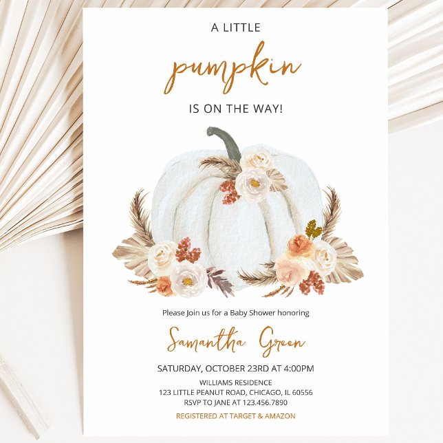 Boho Rustic Pumpkin Baby Shower Invitation (Creator Uploaded)