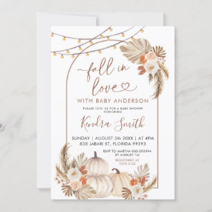 Boho Rustic Pumpkin Fall in Love Baby Shower Invitation