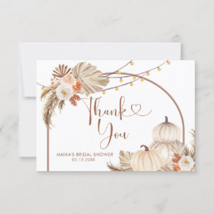 Boho Rustic Pumpkin Fall in Love Thank You Card