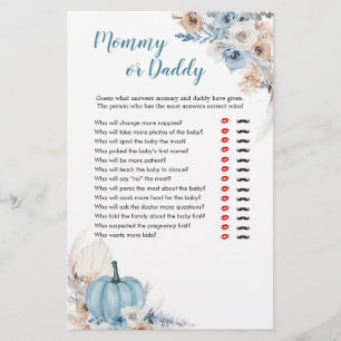 Boho Rustic Pumpkin Fall Mummy or Daddy Games