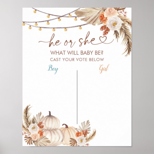 Boho Rustic Pumpkin Fall Voting Board Poster (Front)