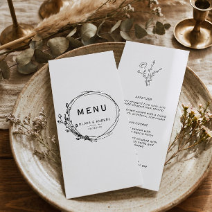 Boho Rustic Style Simple Floral Wedding Menu