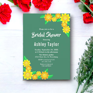 Boho Rustic Sunflower Spring Floral Bridal Shower Invitation