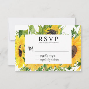 Boho Rustic Sunflower Summer Bouquet RSVP Card