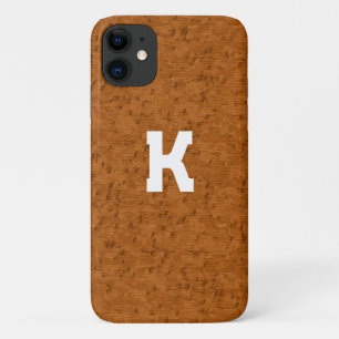Boho Rustic Textured Wood brown personalised  iPhone 11 Case