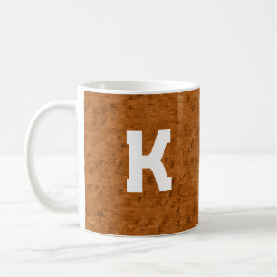 Boho Rustic Textured Wood brown personalised Coffee Mug