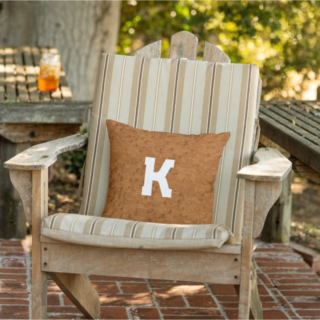 Boho Rustic Textured Wood brown personalised  Cushion (Chair)