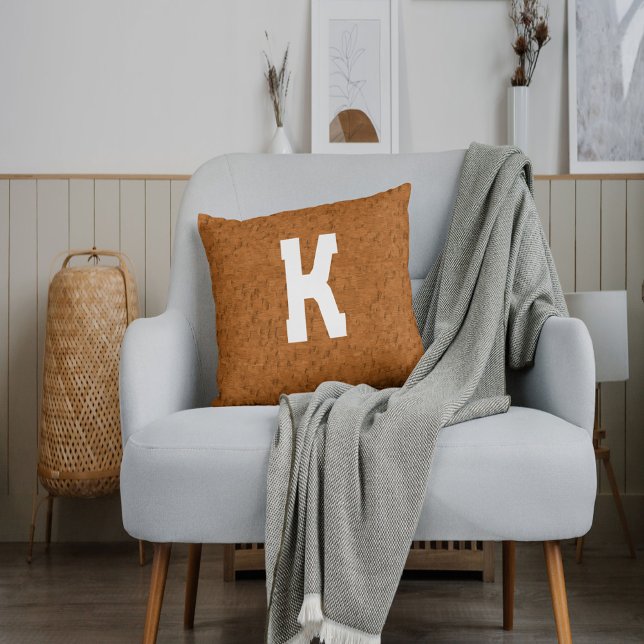Boho Rustic Textured Wood brown personalised  Cushion (Creator Uploaded)