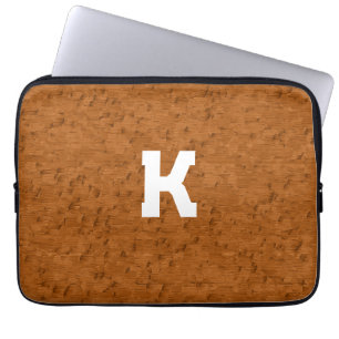 Boho Rustic Textured Wood brown personalised  Laptop Sleeve