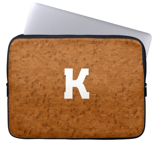 Boho Rustic Textured Wood brown personalised  Laptop Sleeve (Front)