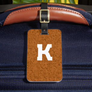 Boho Rustic Textured Wood brown personalised Luggage Tag