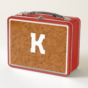 Boho Rustic Textured Wood brown personalised  Metal Lunch Box
