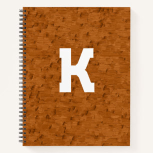 Boho Rustic Textured Wood brown personalised Notebook