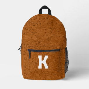 Boho Rustic Textured Wood brown personalised Printed Backpack