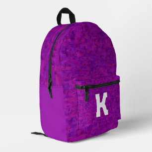 Boho Rustic Textured Wood purple personalised Printed Backpack