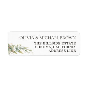 Boho Rustic Watercolor Eucalyptus Greenery Wedding Return Address Label