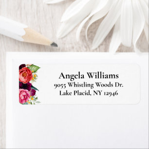 Boho Rustic Watercolor Floral Return Address Label