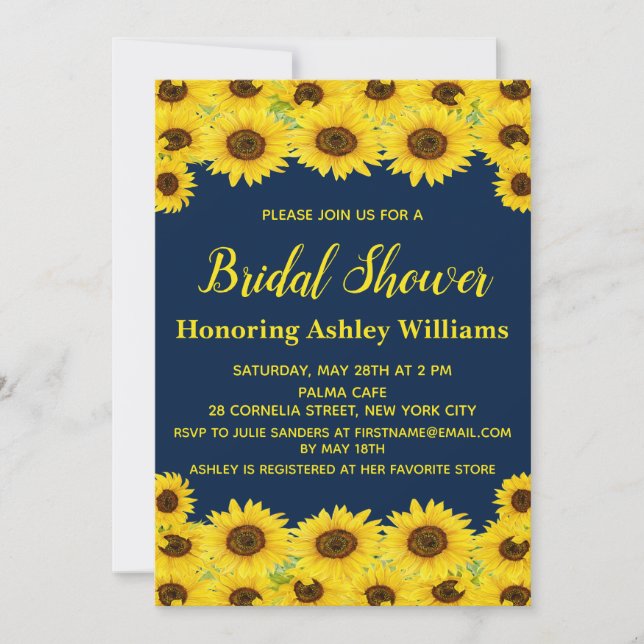 Boho Rustic Watercolor Sunflowers Bridal Shower Invitation (Front)
