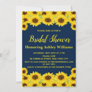 Boho Rustic Watercolor Sunflowers Bridal Shower Invitation