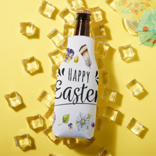 Boho Rustic Watercolour Colourful Happy Easter Bottle Cooler