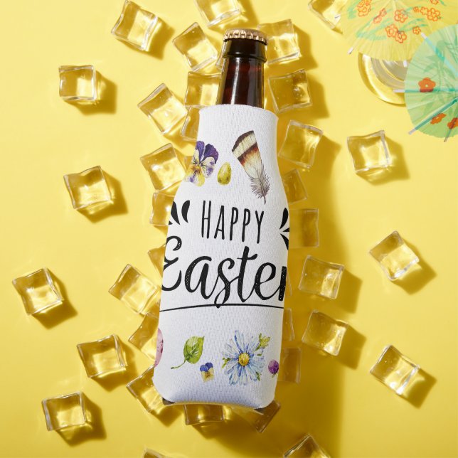 Boho Rustic Watercolour Colourful Happy Easter Bottle Cooler (In Situ Summer)
