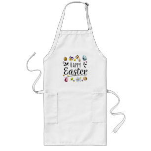 Boho Rustic Watercolour Colourful Happy Easter Long Apron