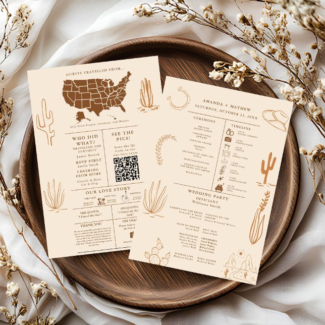 Boho  Rustic Western Cowboy Wedding Info Graphic Invitation (Creator Uploaded)