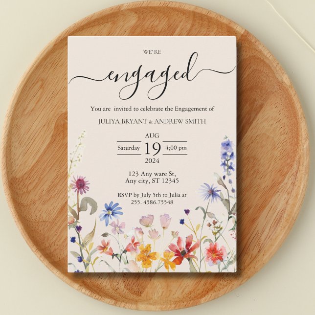 Boho rustic wildflower engagement party invitation (Creator Uploaded)