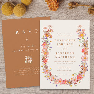 Boho Rustic Wildflower Fall Wedding Invitation