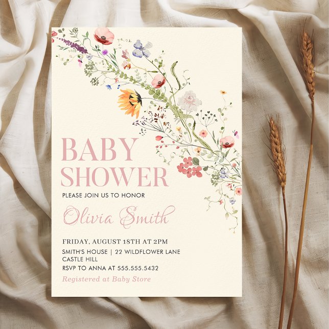 Boho Rustic Wildflower Floral Baby Shower Invitation (Creator Uploaded)