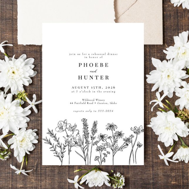Boho Rustic Wildflower Wedding Rehearsal Dinner Invitation (Creator Uploaded)