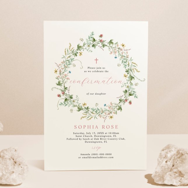 Boho Rustic Wildflowers Confirmation Invitation (Creator Uploaded)