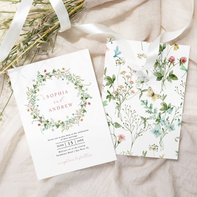 Boho Rustic Wildflowers Wedding Invitation (Creator Uploaded)