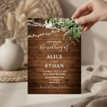 Boho Rustic Wood Greenery Wedding Invitation<br><div class="desc">Modern wedding invitation features photo and watercolor greenery.</div>