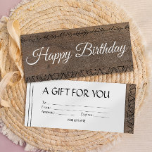 Boho rustic wood look gift card voucher