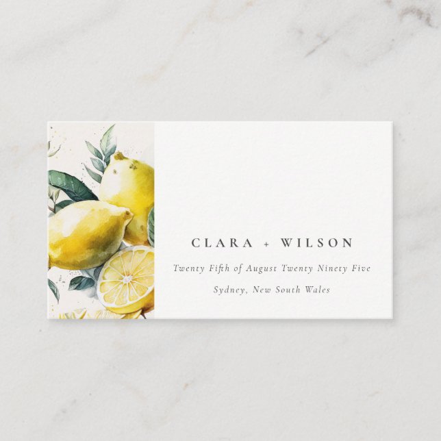 Boho Rustic Yellow Lemon Garden Wedding Website Enclosure Card (Front)