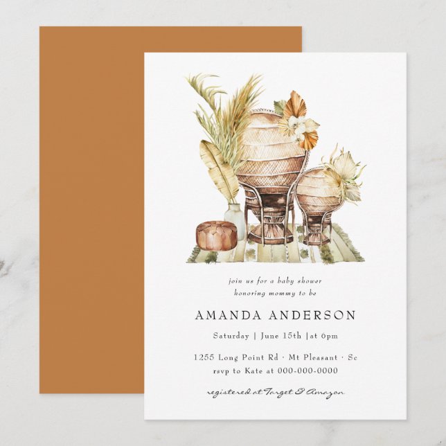 Boho Safari African Gender Neutral Boy Baby Shower Invitation (Front/Back)