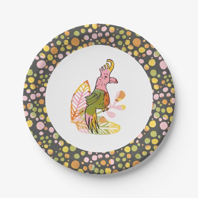 Boho Safari Animal Bird Teen Tween Birthday Party Paper Plate (Front)