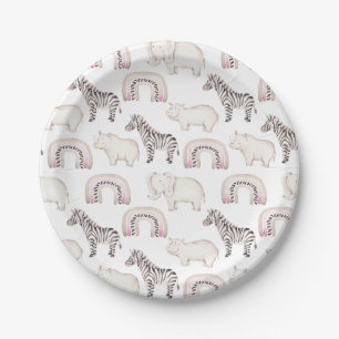 Boho Safari Animals Arch Pastel Baby Shower Paper Paper Plate