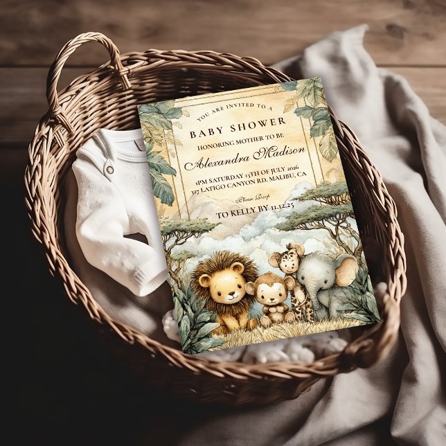 Boho Safari Animals Baby Shower Invitation (Creator Uploaded)